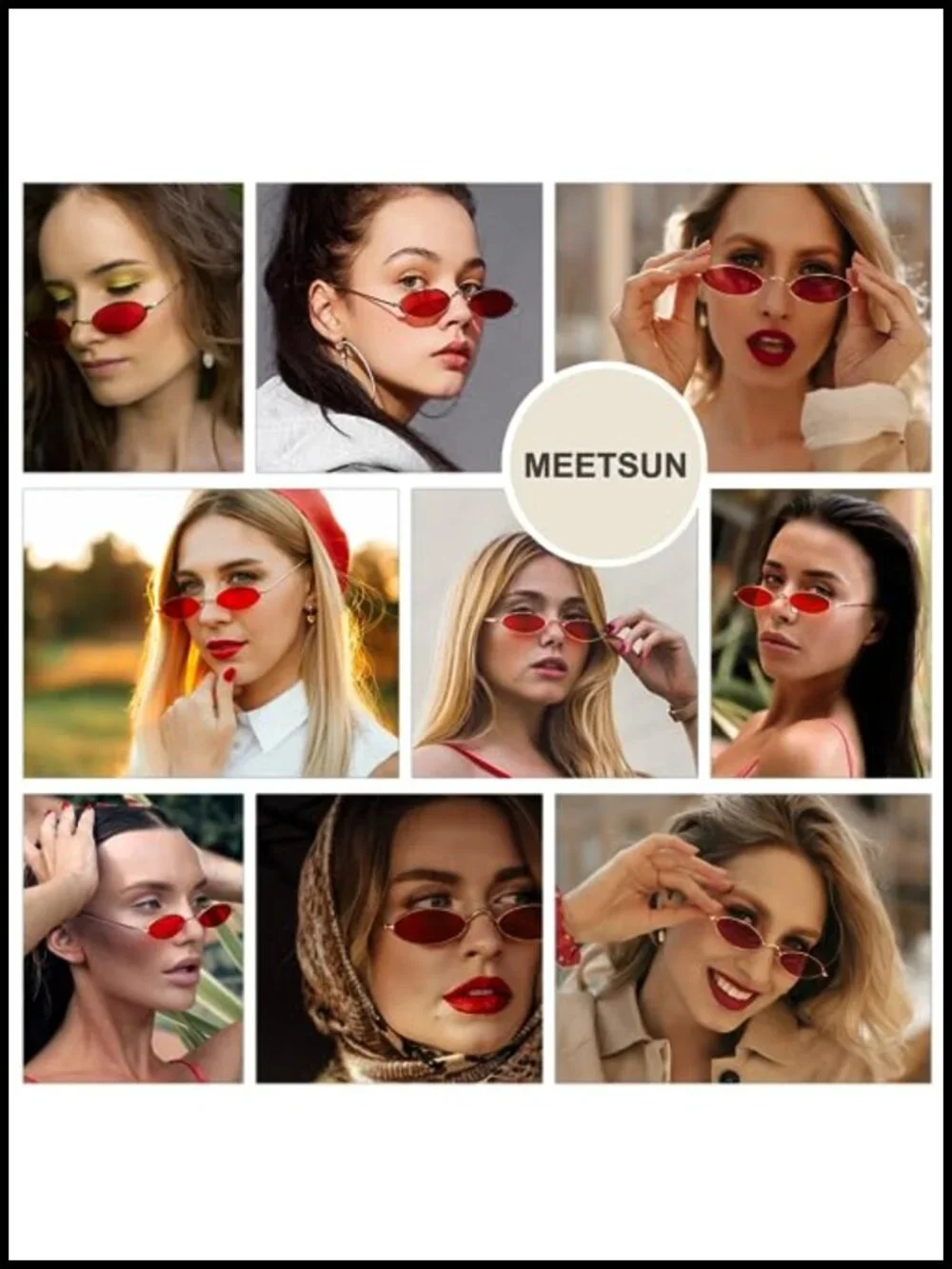 Retro 90s Small Oval Sunglasses Narrow Metal Frame UV400